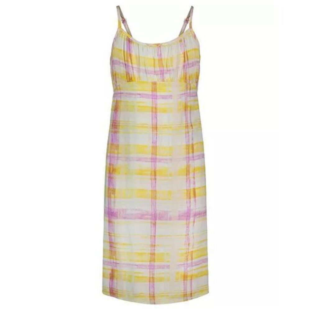 Calvin Klein Jeans White With Yellow and Purple Plaid Sundress Size L (12-14)